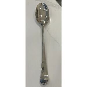Vtg Queen Anne Silver Plated Center Ridge Solid Serving Spoon 12” Polished
